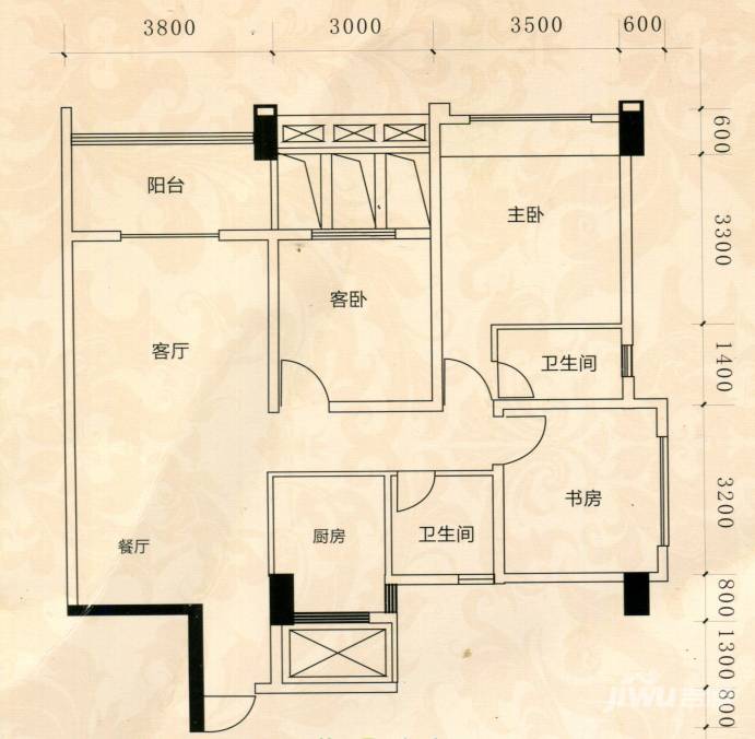 御景名都3室2厅0卫100.6㎡户型图