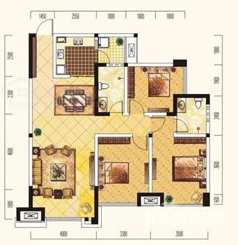 西城瑞和逸景3室2厅2卫108.7㎡户型图