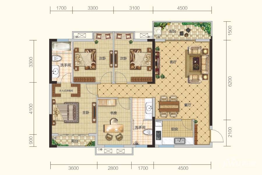 葡萄园城市花园4室2厅2卫137.1㎡户型图