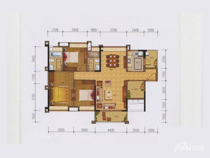 珑翠3室2厅2卫134㎡户型图