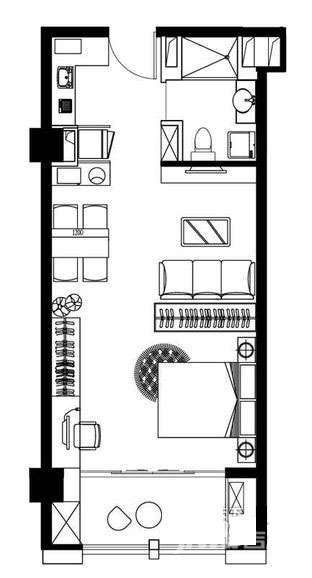 同城浦江大厦1室1厅1卫50㎡户型图