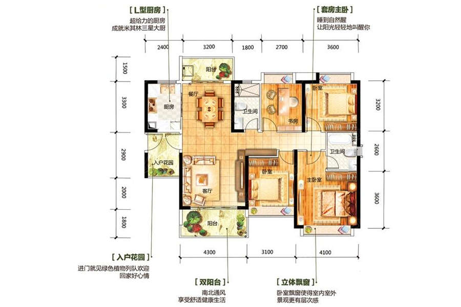 南沙保利城4室2厅2卫135㎡户型图