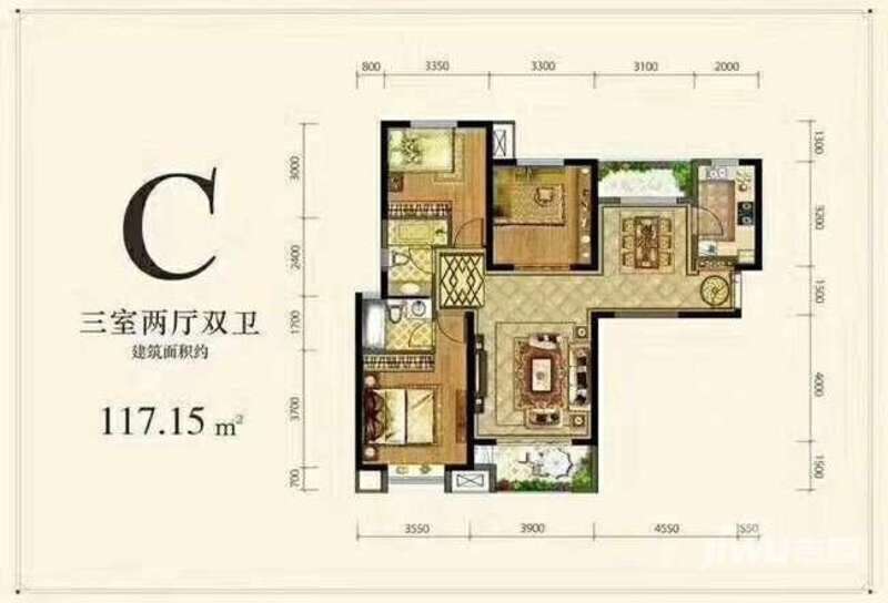 德杰状元府邸3室2厅2卫117.2㎡户型图