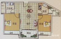 雍翠新城2室2厅1卫83㎡户型图