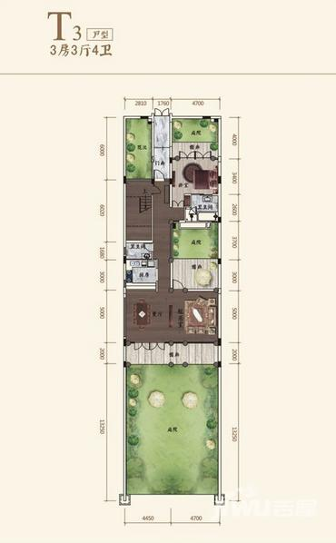 中海汤泉3室3厅4卫户型图