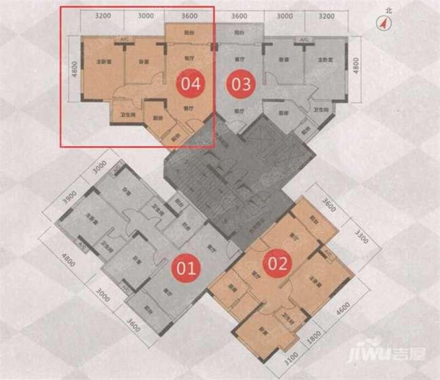 华夏中央公馆2室2厅1卫79.7㎡户型图