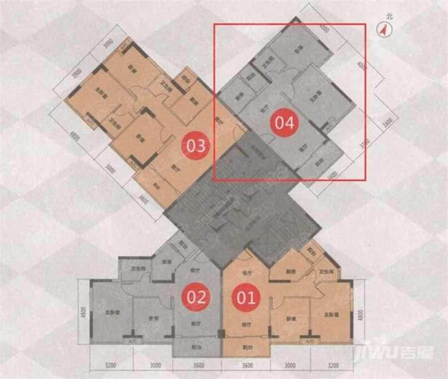 华夏中央公馆2室2厅1卫79.6㎡户型图