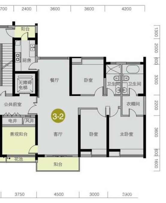 中海金沙水岸3室2厅2卫户型图