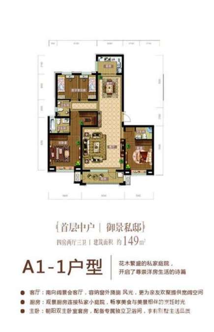 栾城天山熙湖4室2厅3卫149㎡户型图