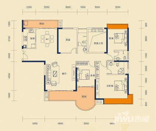 东江豪门5室2厅3卫175㎡户型图