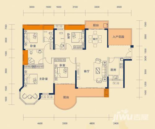 东江豪门5室2厅3卫180㎡户型图