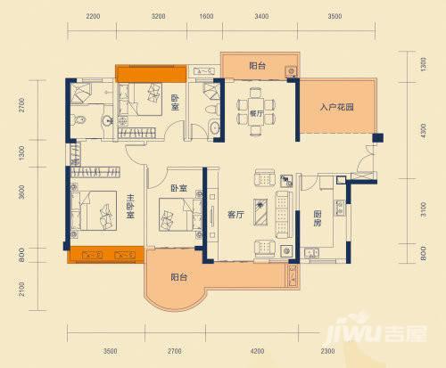 东江豪门4室2厅2卫133㎡户型图