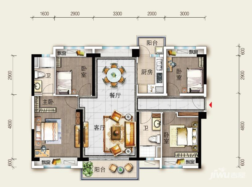 碧桂园太东公园上城4室2厅2卫126㎡户型图