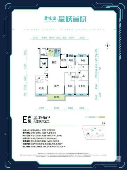 碧桂园星城首府6室2厅3卫196㎡户型图