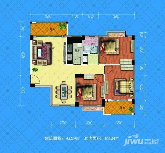 蔚蓝国际
                                                            3房2厅1卫
