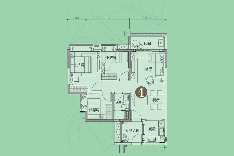 富力悦禧花园3室2厅1卫86㎡户型图