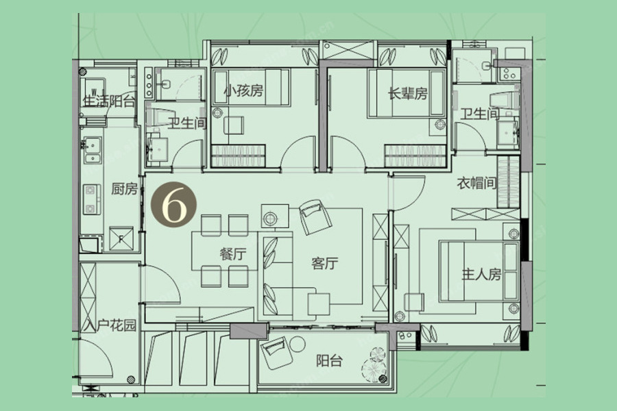 富力悦禧花园3室2厅2卫98㎡户型图