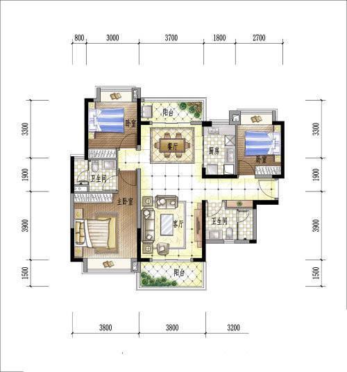 惠阳雅居乐花园3室2厅2卫115㎡户型图