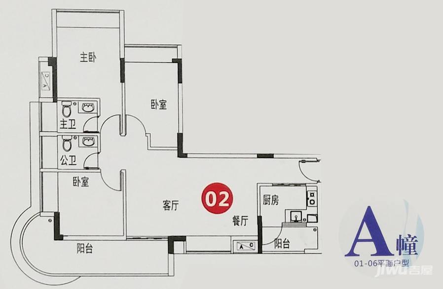 逸彩南湾3室2厅2卫93.9㎡户型图