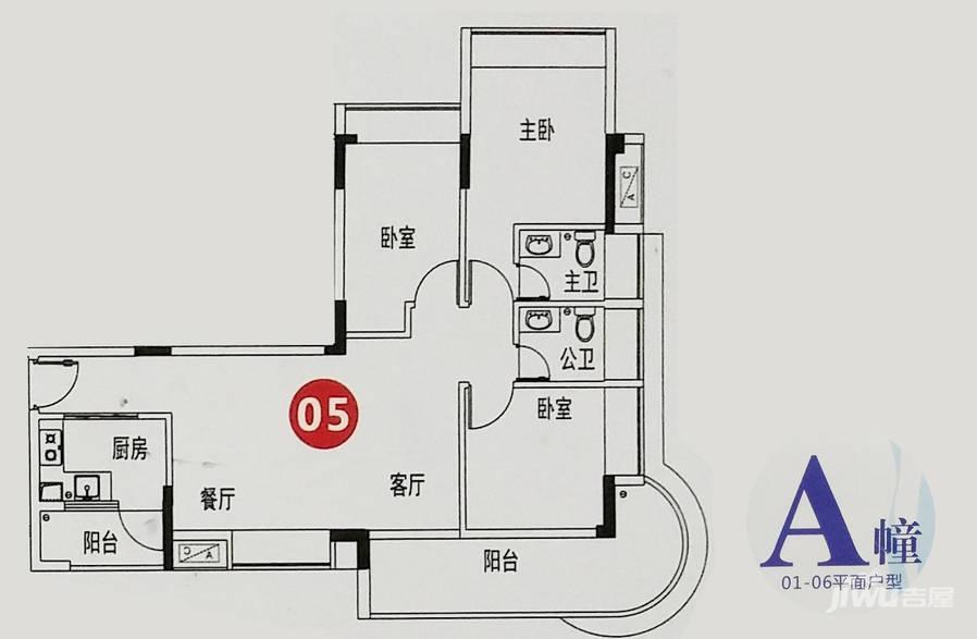 逸彩南湾3室2厅2卫93.9㎡户型图