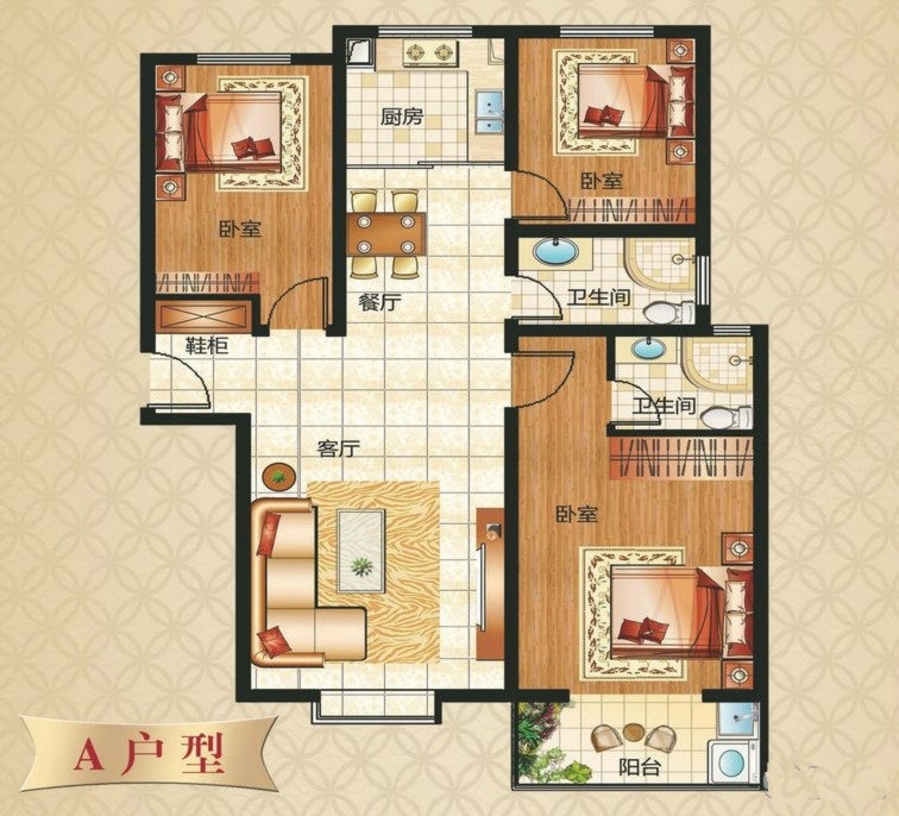 金色维也纳3室2厅2卫141㎡户型图