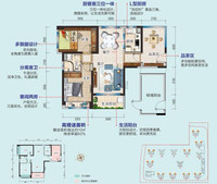 碧桂园滨海城3室2厅1卫95㎡户型图