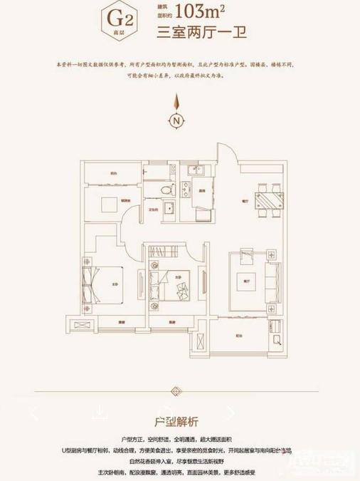 临泉中环城3室2厅1卫103㎡户型图