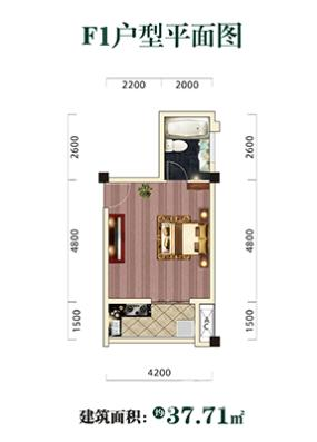 红花小镇普通住宅37.7㎡户型图