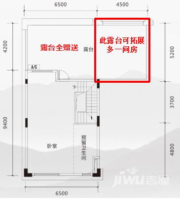 一米阳光2室0厅1卫54.6㎡户型图