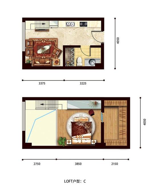 香溪名汇1室2厅1卫38.7㎡户型图