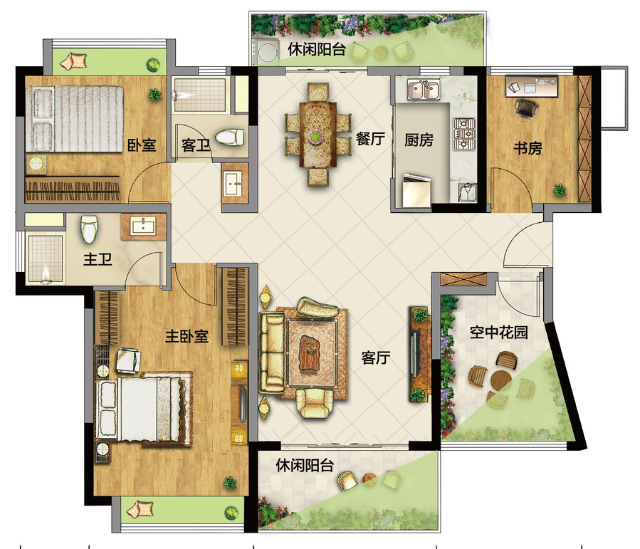 中惠璧珑湾4室2厅2卫123㎡户型图