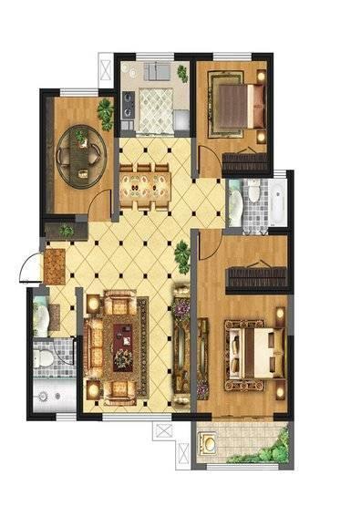 海兴水岸新城3室2厅2卫140.2㎡户型图