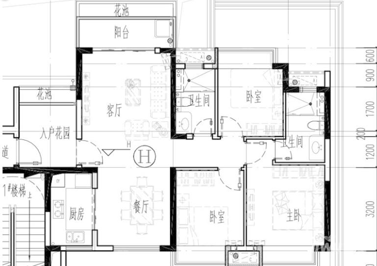 新城悦隽3室2厅2卫户型图