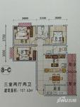 泛宇惠港新城3室2厅2卫107.6㎡户型图