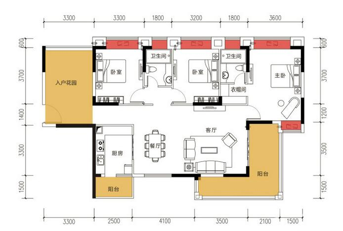 博雅花园4室2厅2卫142㎡户型图