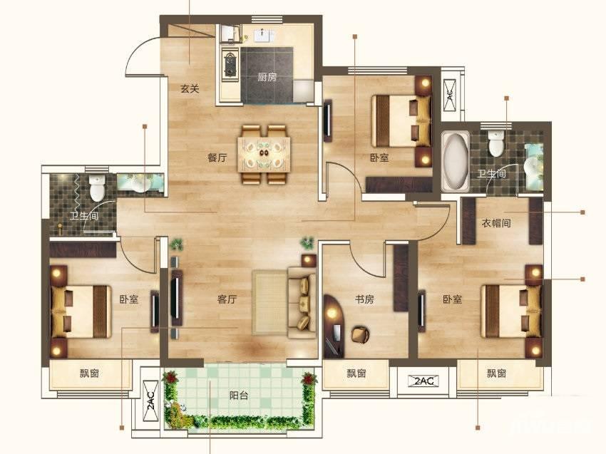 融侨悦澜庭4室2厅2卫125㎡户型图