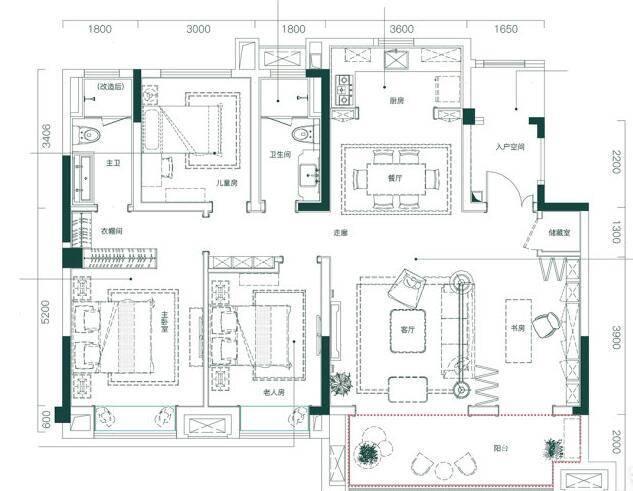 蓝光林肯公园4室2厅1卫133㎡户型图