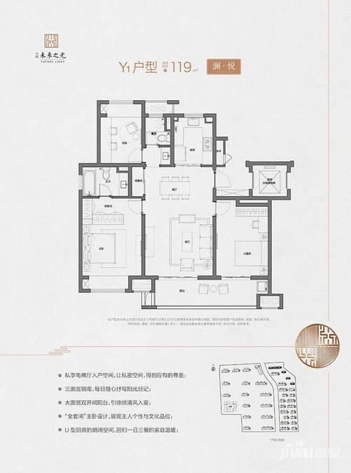 万科未来之光3室2厅2卫119㎡户型图