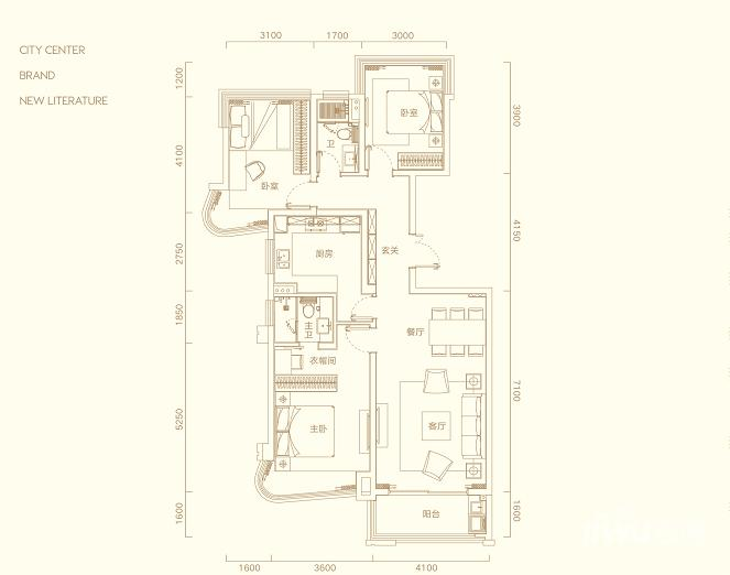 半岛公馆3室2厅2卫133㎡户型图