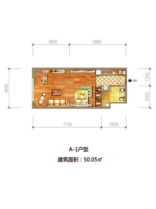 金方圆SOHO1室1厅1卫50㎡户型图