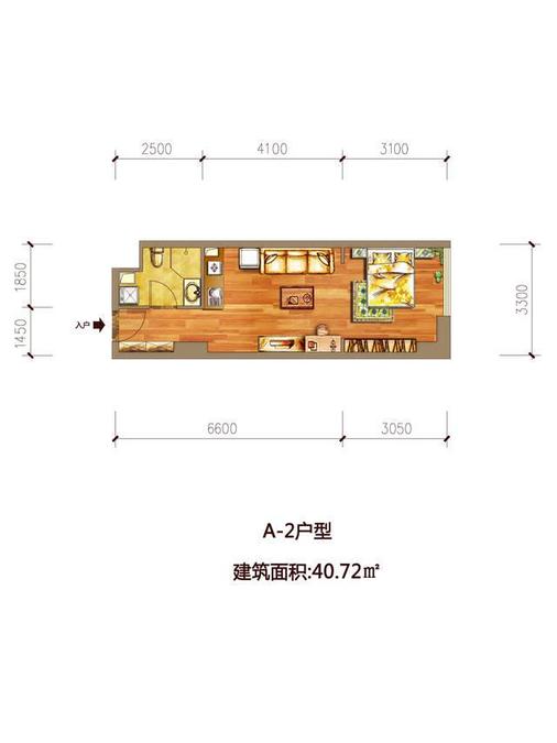 金方圆SOHO1室1厅1卫40.7㎡户型图