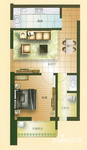 明珠SOHO公馆1室1厅1卫64㎡户型图