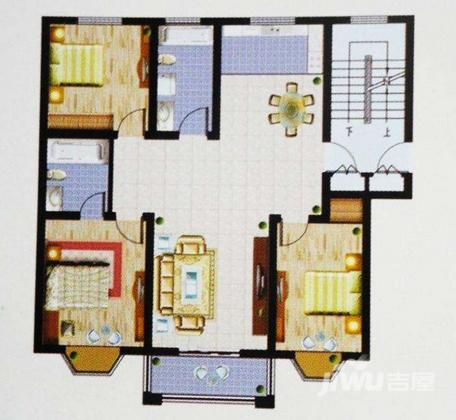 兴业城市花园3室2厅2卫122.6㎡户型图