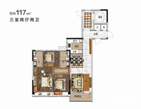 碧桂园德瑞天悦府3室2厅2卫户型图