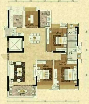 汇信华府4室2厅3卫143㎡户型图