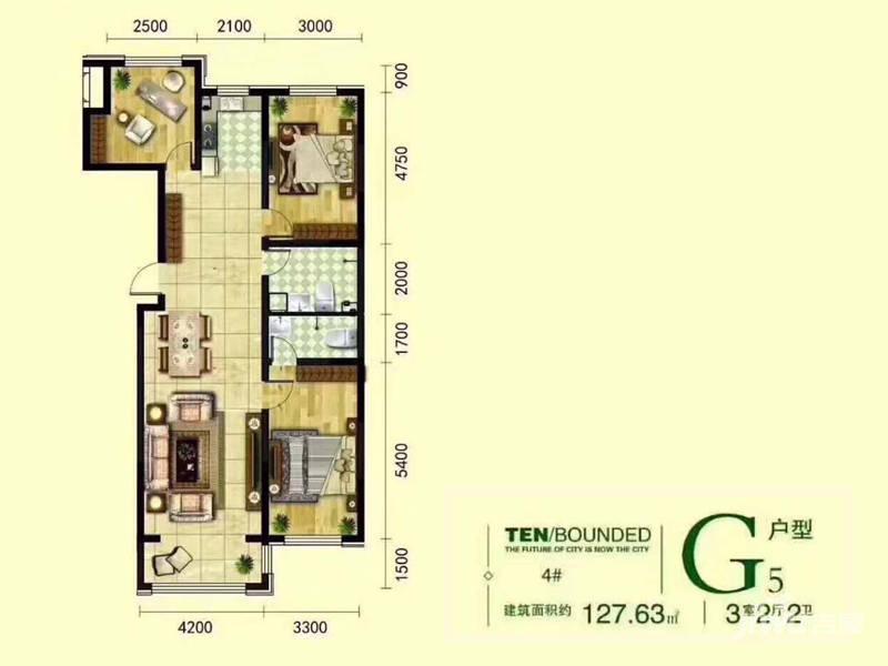 锦绣江南普通住宅127.6㎡户型图