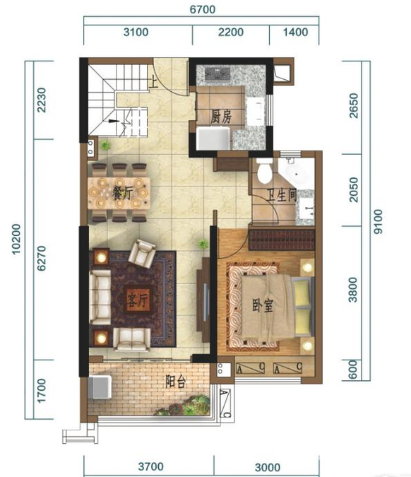 雅居乐御宾府3室2厅2卫121㎡户型图