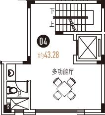 信荣海逸半岛别墅0室1厅1卫43.3㎡户型图