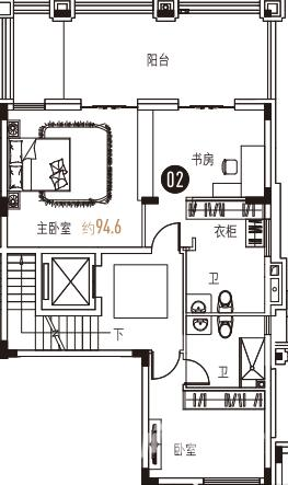 信荣海逸半岛别墅2室0厅1卫94.6㎡户型图