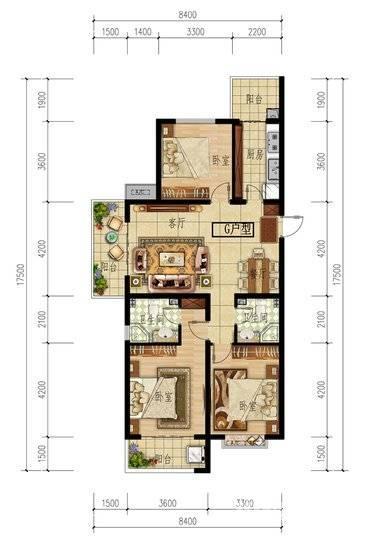 千秋清华园3室2厅2卫138㎡户型图